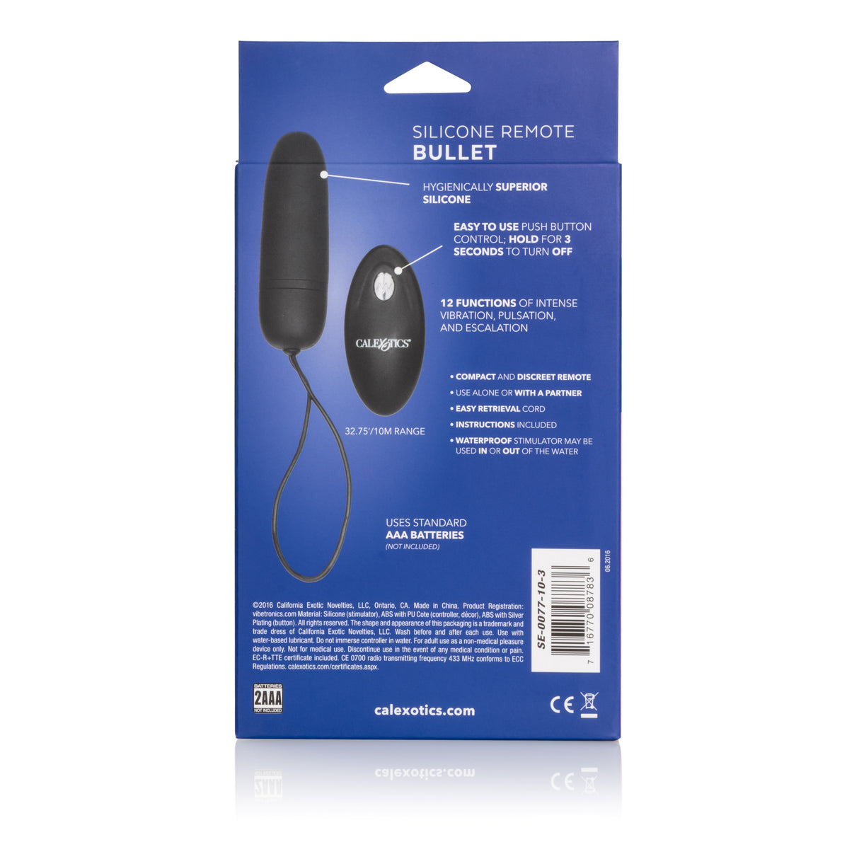 CalExotics Silicone Remote Bullet Vibrator, 12 Functions - SE0077103