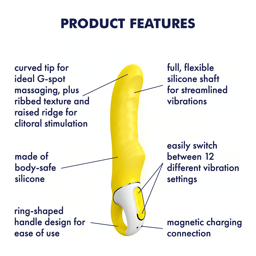 Satisfyer Yummy Sunshine Curved Silicone Vibrator, Yellow - SAT-YMMYSNSHNEV