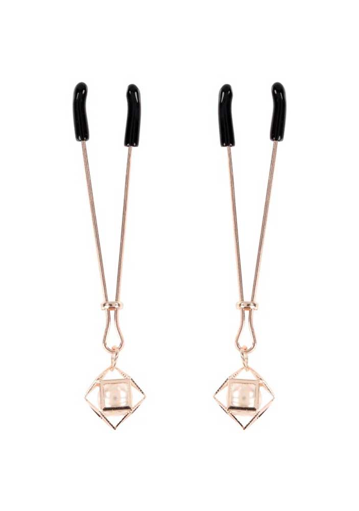 Sportsheets Brat Pearl Nipple Clips — Rose Gold Pair (5.25 in) - SS09845