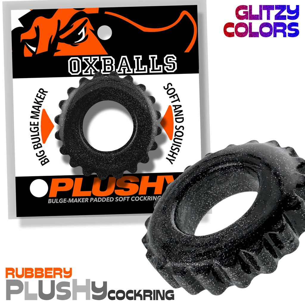 OXBALLS Plushy Single Ring Cock Ring — Black Mica - OX-3207-BKM