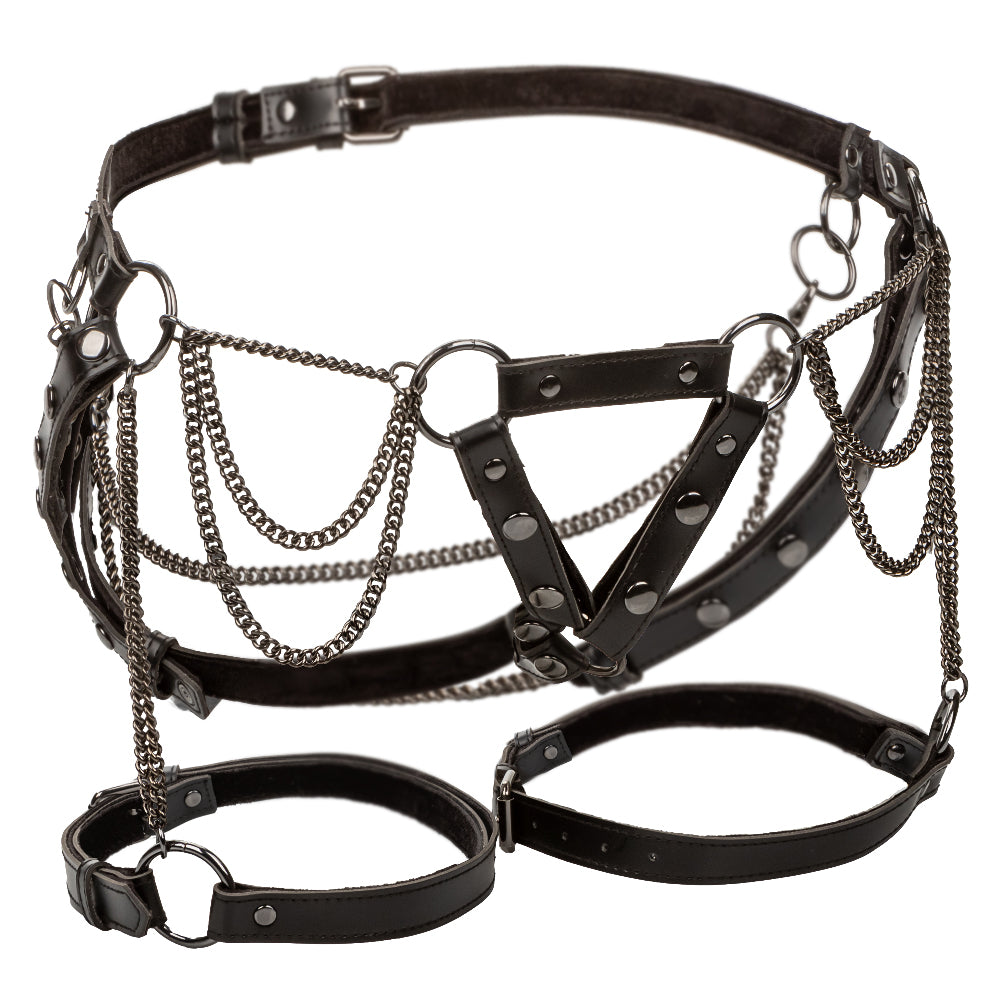 CalExotics Euphoria Plus Size Thigh Harness with Chains — Black - SE3102213