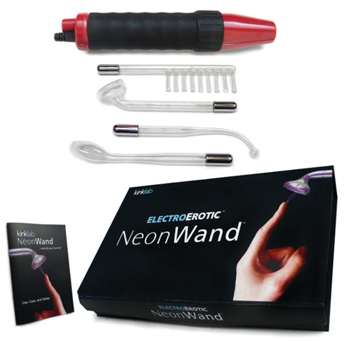 Kinklab Neon Wand Electrosex Kit — Red/Black Handle with Red Electrodes - KL-933R