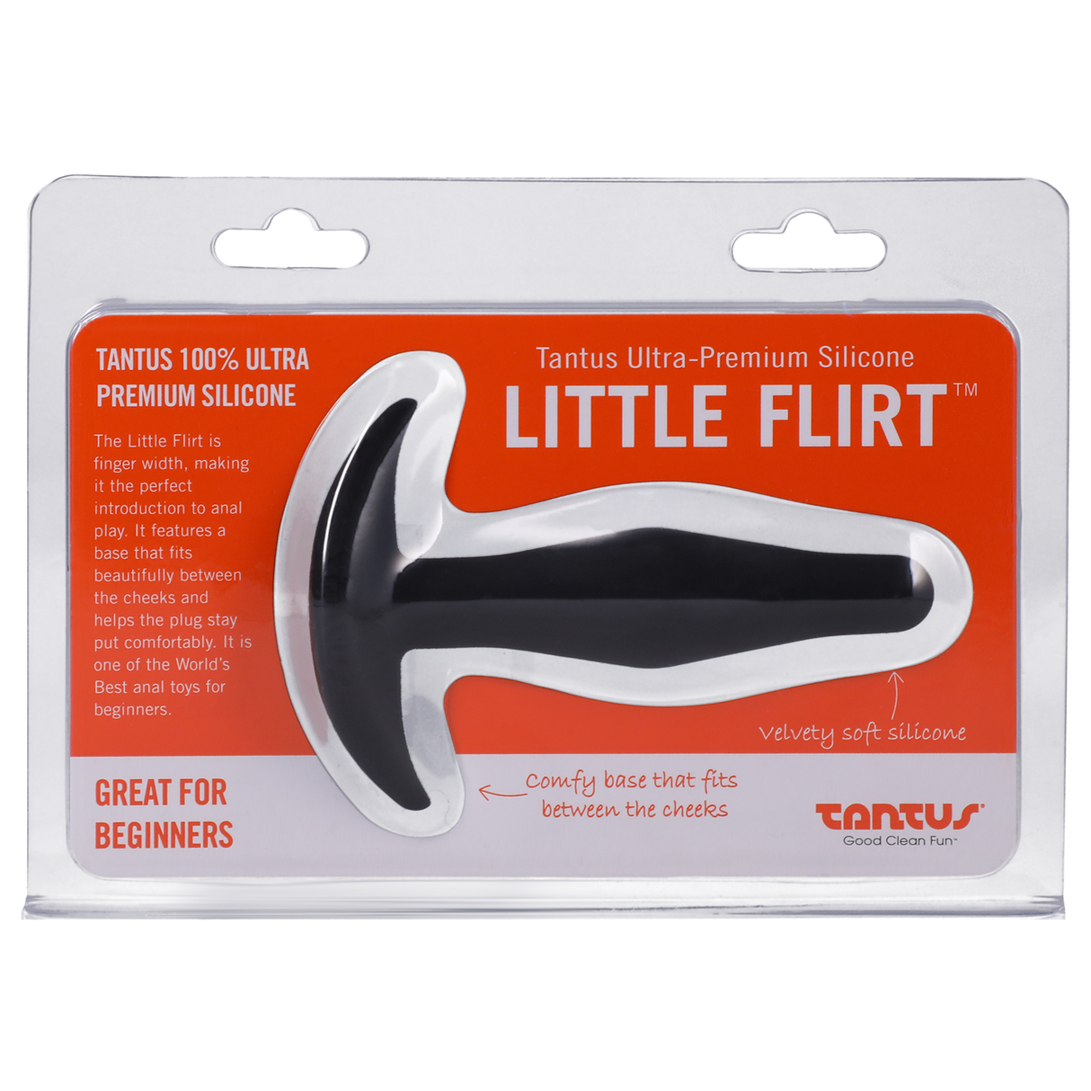 Tantus Little Flirt Silicone Butt Plug — Black, 0.8 x 3.35 in - TS501BK