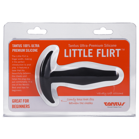 Tantus Little Flirt Silicone Butt Plug — Black, 0.8 x 3.35 in - TS501BK
