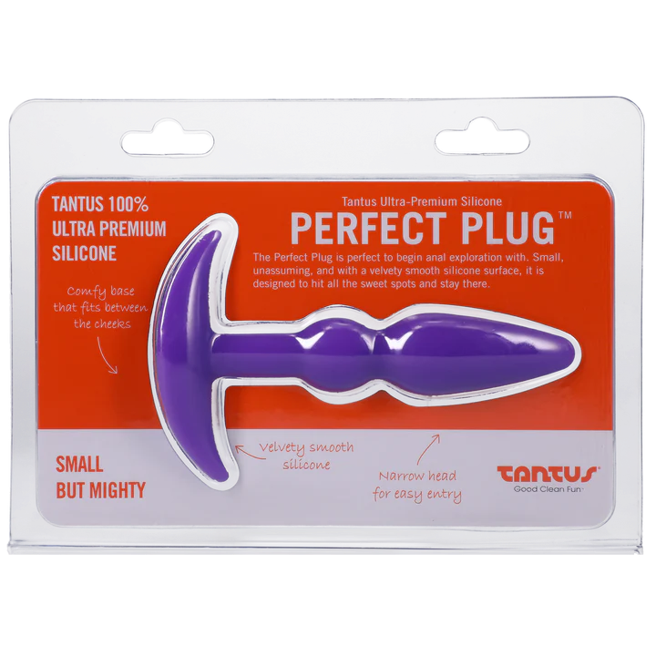 Tantus Perfect Plug Plus Silicone Butt Plug — Purple, 1.9cm x 9.5cm - TS563PR