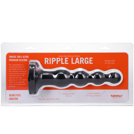 Tantus Large Ripple Silicone Butt Plug — Black - TS506BK