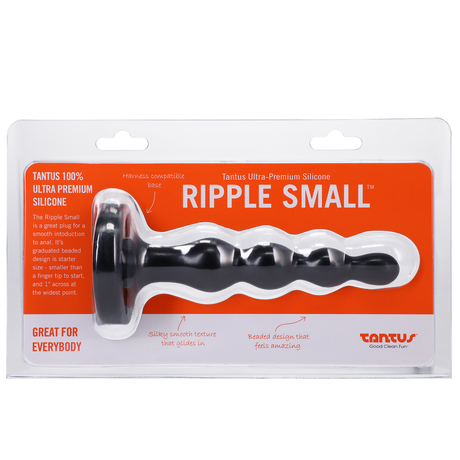 Tantus Ripple Small Butt Plug — Black, 1" Diameter - TS505BK