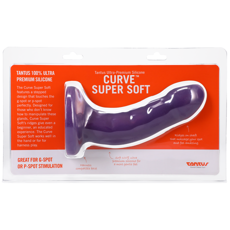 Tantus Curve Super Soft Dildo — Amethyst, 6" Length, 1.38" Diameter - TS142MP