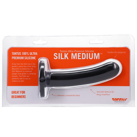 Tantus Silk Medium Dildo — Onyx, Firm (1.1" x 5.25") - TS1199