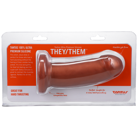 Tantus They/Them Soft Silicone Dildo — Copper, 1.6 in x 5.5 in - TS3716