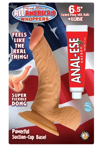 All American Whoppers 6.5-Inch Curved Dong With Balls Lube -Flesh by Nasstoys