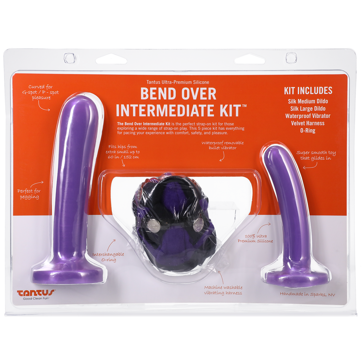 Tantus Bend Over Intermediate Strap-On Kit — Lavender with Vibrating Harness - TS4039