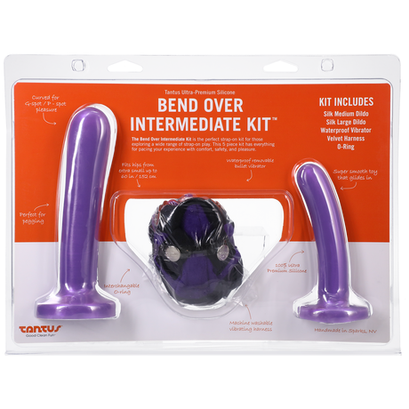 Tantus Bend Over Intermediate Strap-On Kit — Lavender with Vibrating Harness - TS4039