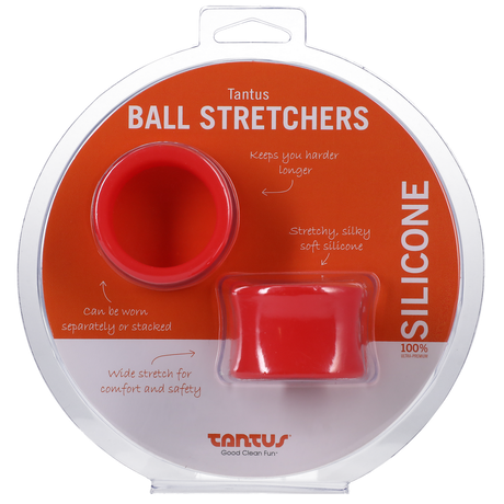 Tantus Ball Stretcher Kit — Red, Two-Length Silicone Set - TS1615RD