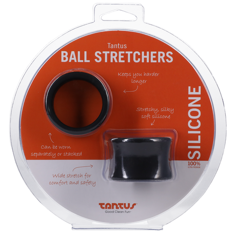 Tantus Ball Stretcher Kit - 2 Black Silicone Stretchers - TS1615BK
