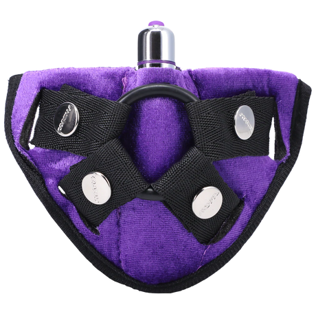 Tantus Velvet Vibrating Harness, Lilac — Includes Bullet Vibe - TS8686