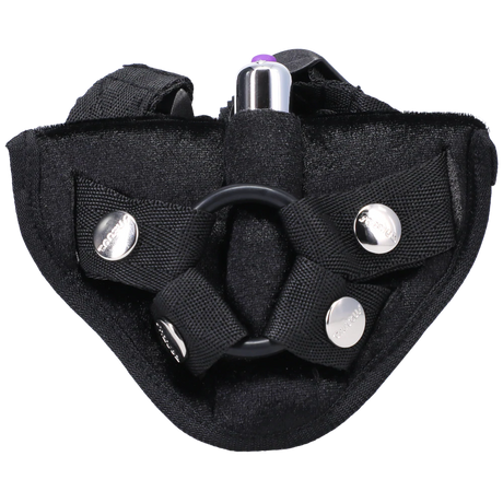 Tantus Velvet Vibrating Harness — Onyx (Includes Bullet) - TS8693