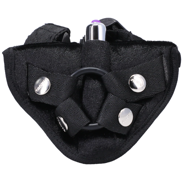 Tantus Velvet Vibrating Harness — Onyx (Includes Bullet) - TS8693