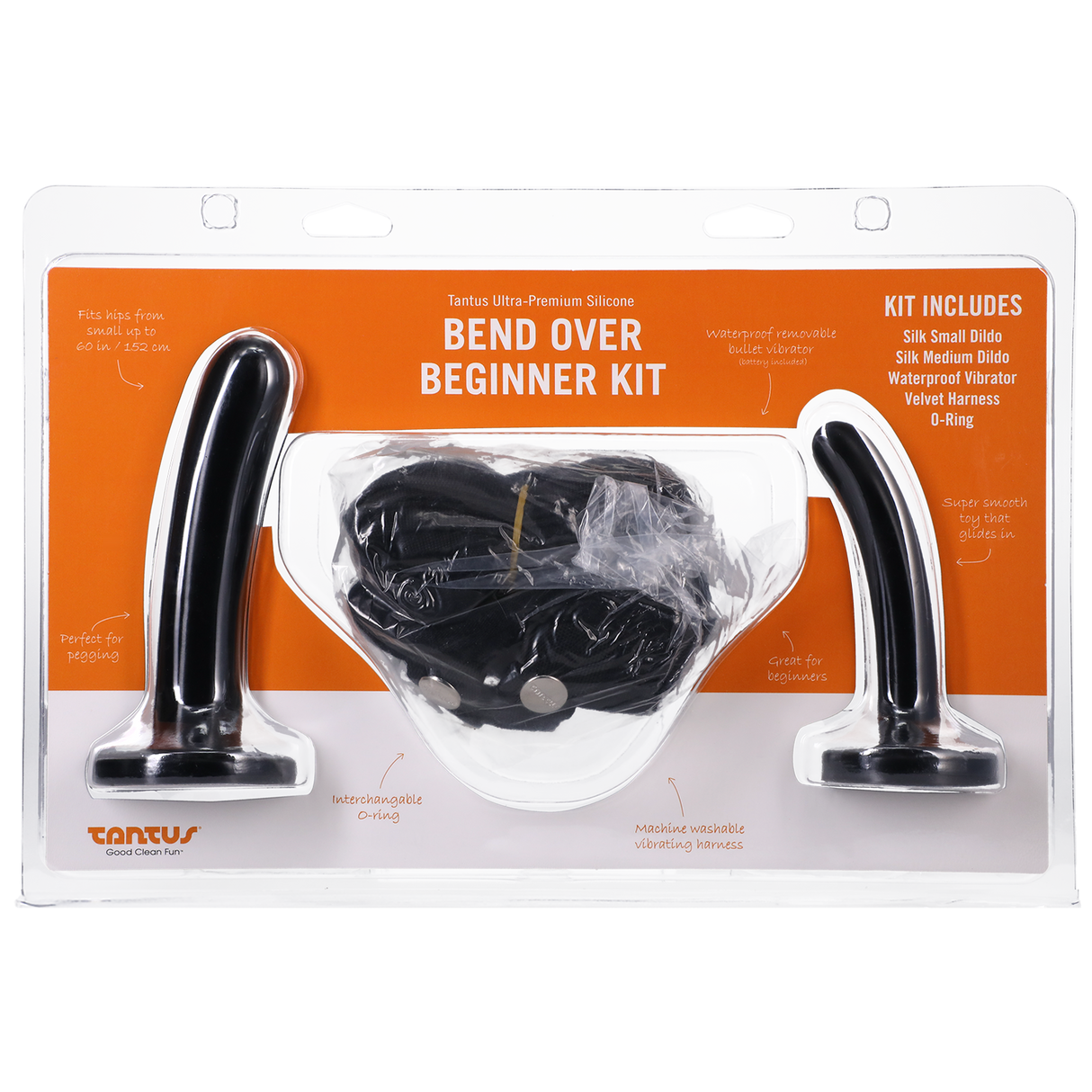 Tantus Bend Over Beginner Kit — Onyx Strap-On Kit with 2 Dildos - TS4015