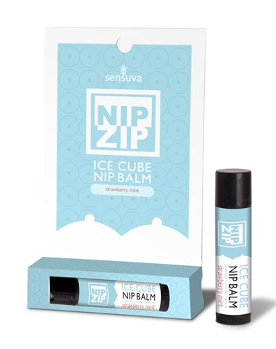 Nip Zip Ice Cube Nip Balm - Strawberry Mint - Tube Carded by Sensuva