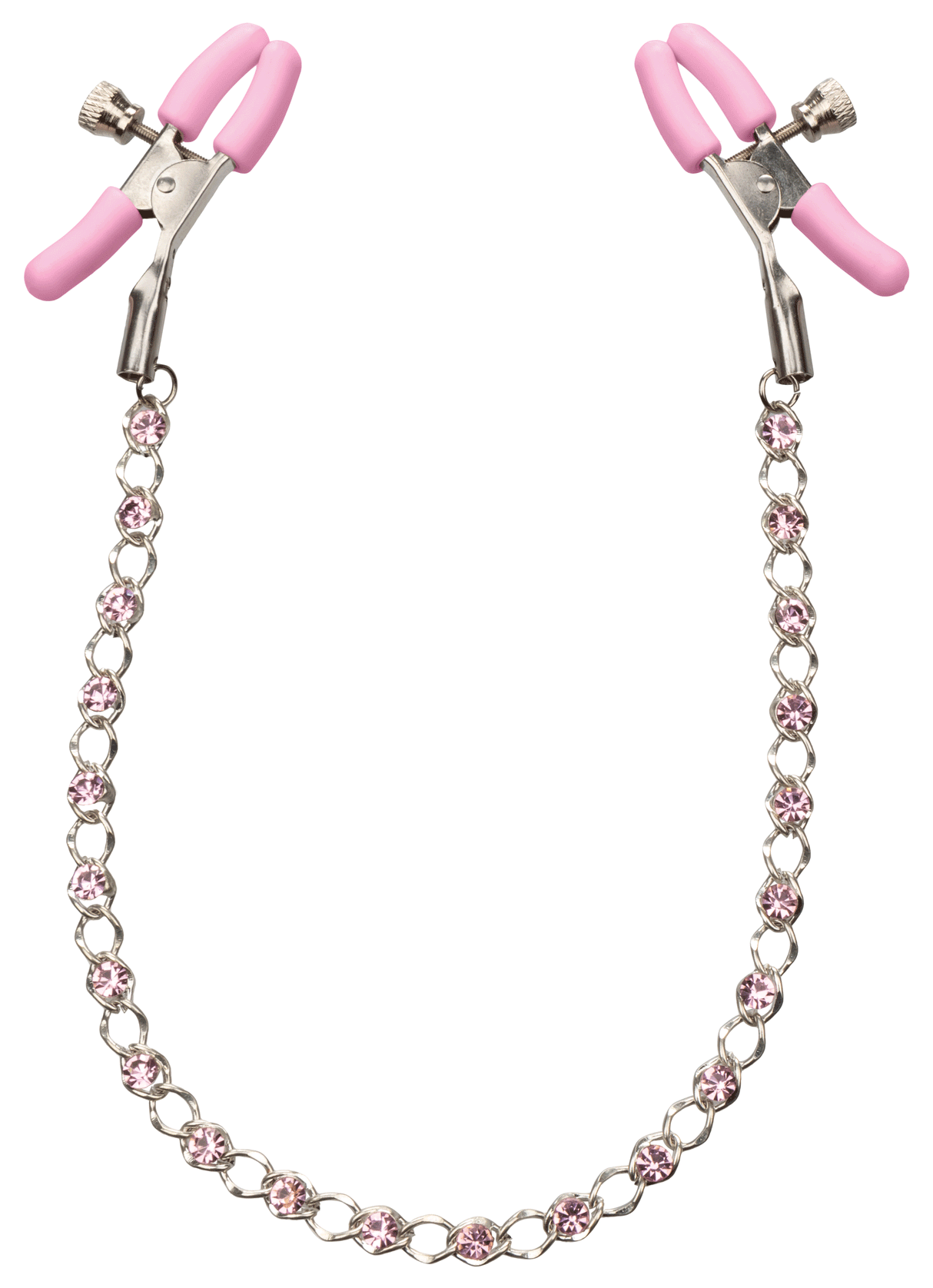 CalExotics Nipple Play Crystal Chain Nipple Clamps, Pink (Pair) - SE2617102