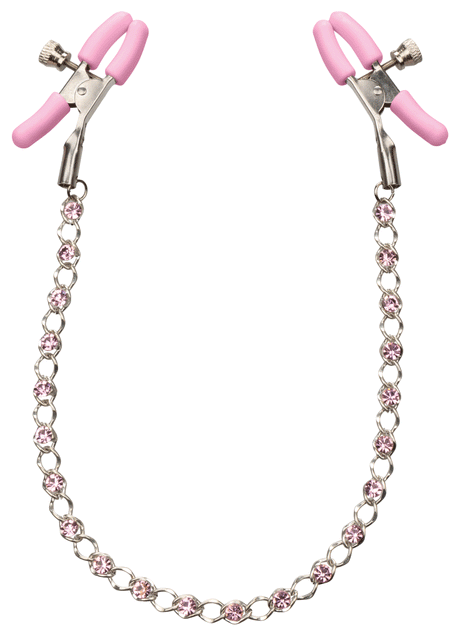 CalExotics Nipple Play Crystal Chain Nipple Clamps, Pink (Pair) - SE2617102