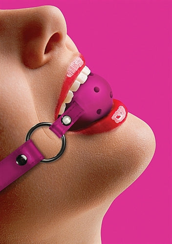 Ball Gag With Leather Straps - Pink by Shots