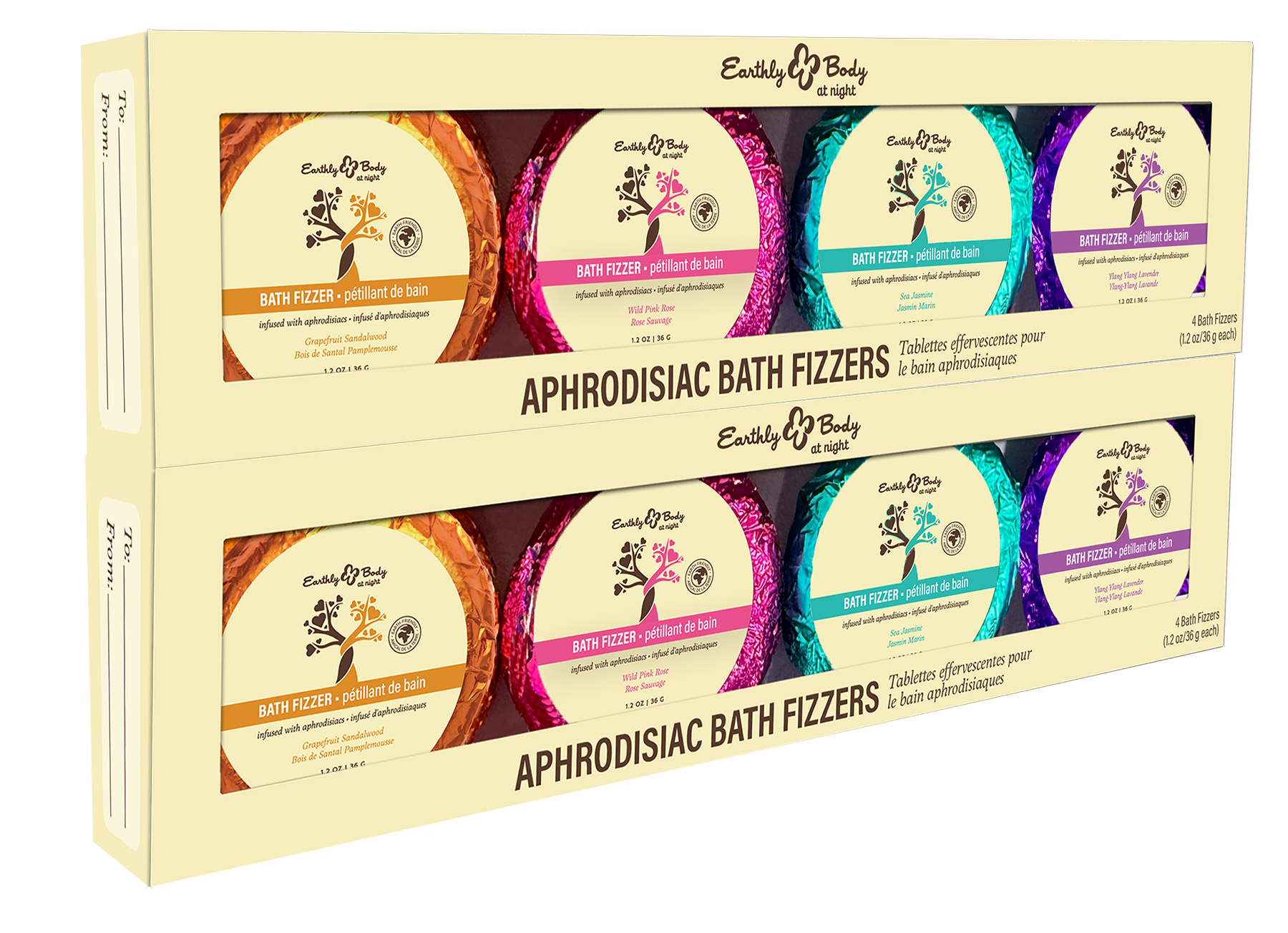 Earthly Body at Night Aphrodisiac PrePack Bath Fizzers and Candles 16pcs plus tester and candle warmer by Earthly Body