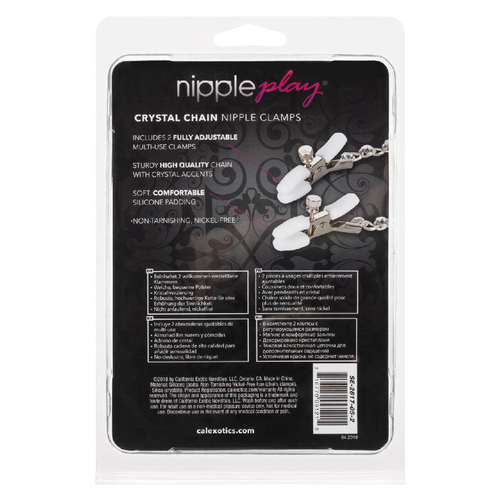 CalExotics Nipple Play Crystal Chain Adjustable Nipple Clamps - SE2617052
