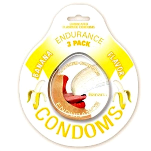 Hott Products Endurance Banana Condoms, 3 Pack - HTP2090