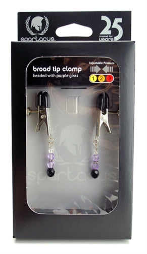 Spartacus Beaded Adjustable Broad-Tip Nipple Clamps — Purple - SPF-103