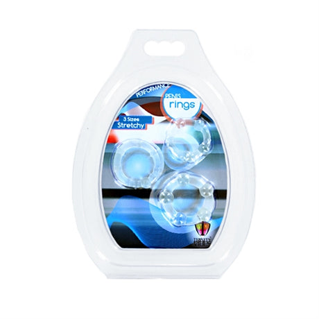 XR Brands Performance Penis Ring Set of 3 — Clear - TV-AA597