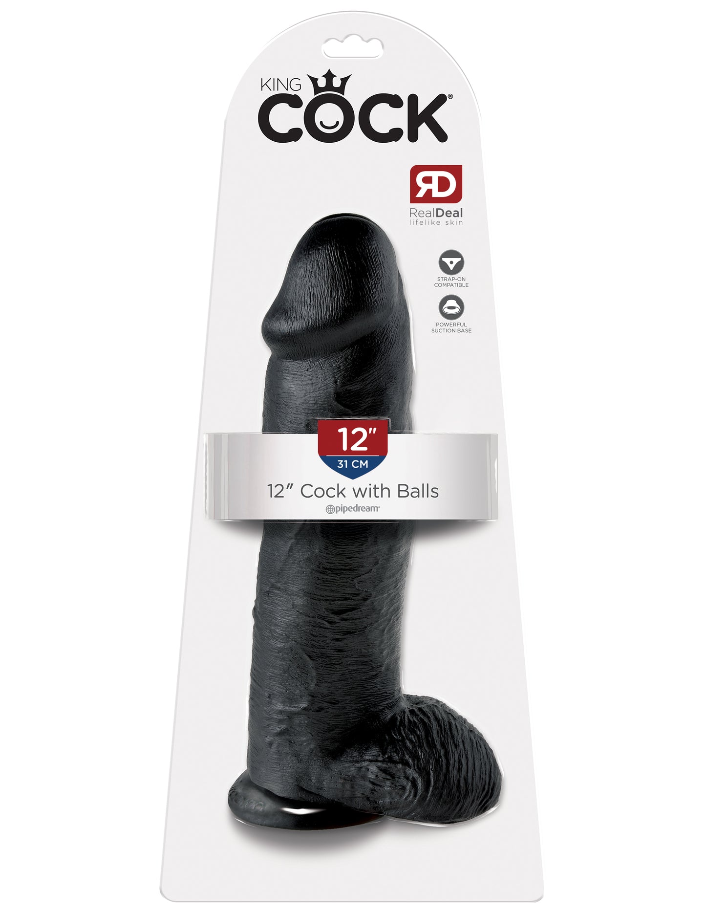King Cock 12 Inch Cock With Balls - Black by Pipedream