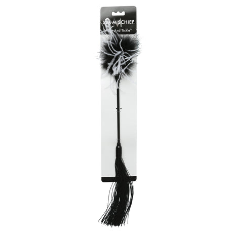 Sportsheets Whip and Tickler — 16 in Marabou & Rubber, Black - SS760-27