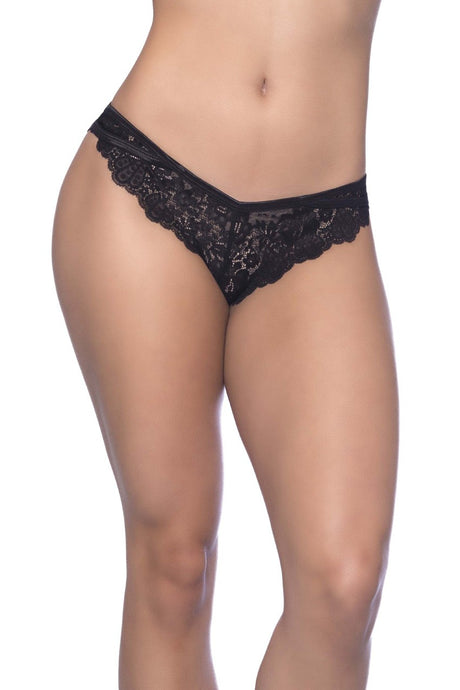 "Cage Back Galloon Lace Boyshort With Wrap  Around Elastic Detail - Large/extra Large - Black OH-24-10653-BKLXL"