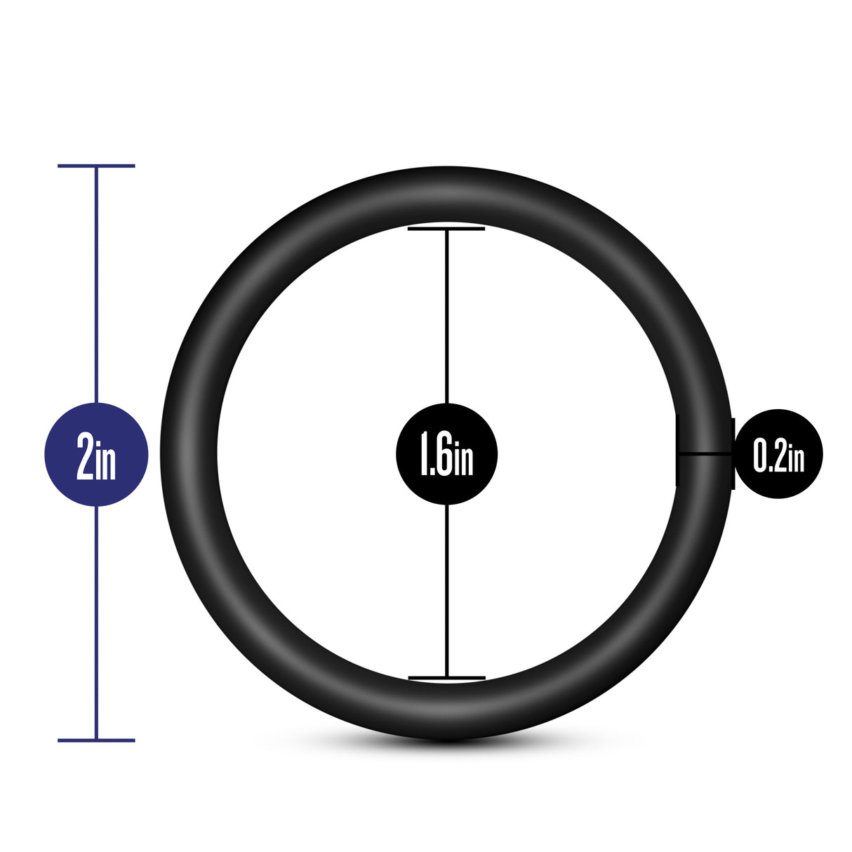 Blush Performance Pure Silicone Cock Rings — 3 Pack, Large, Black - BL-72815