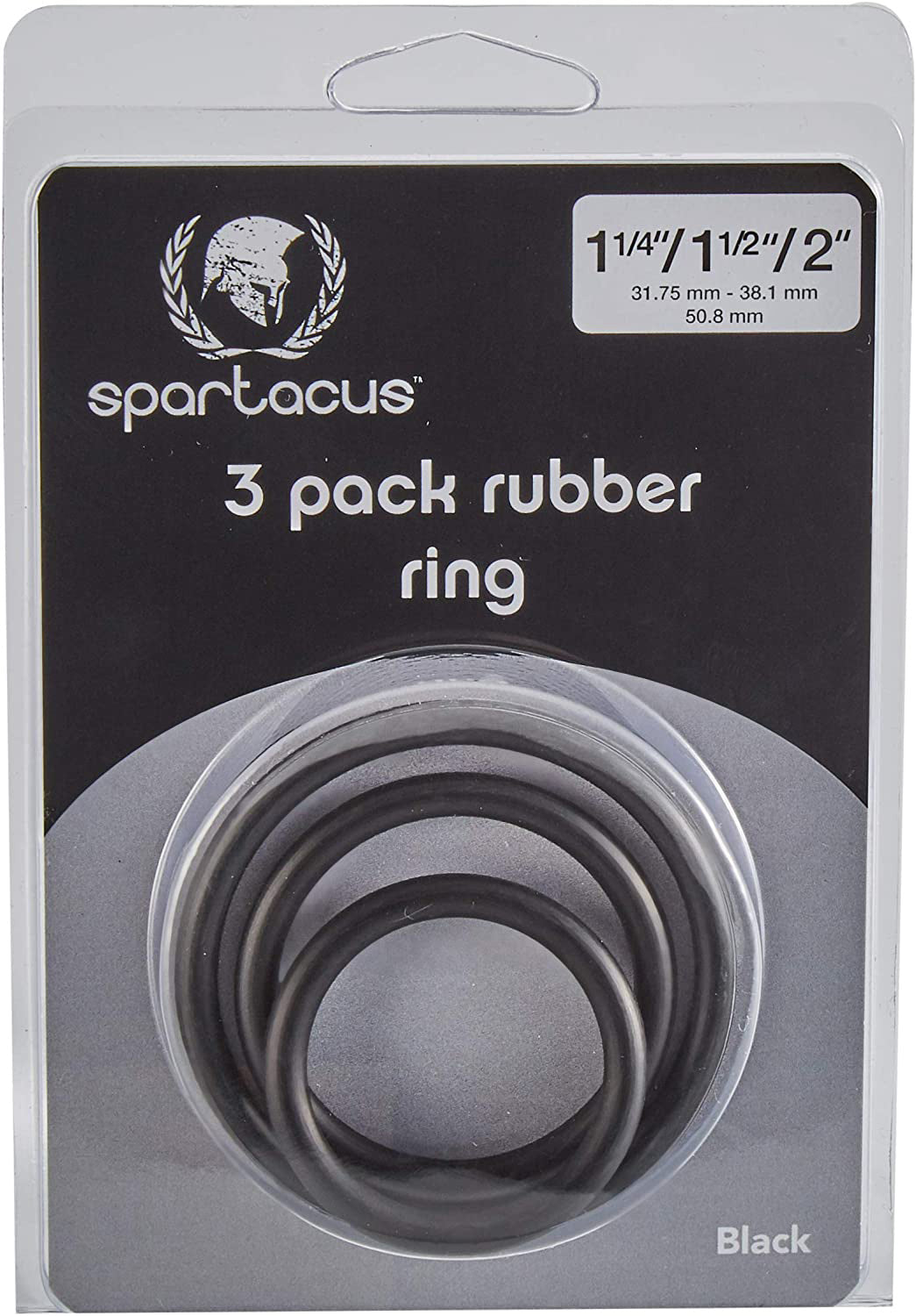 Rubber Cock Ring Set - Black by Spartacus