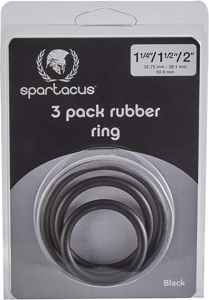 Rubber Cock Ring Set - Black by Spartacus