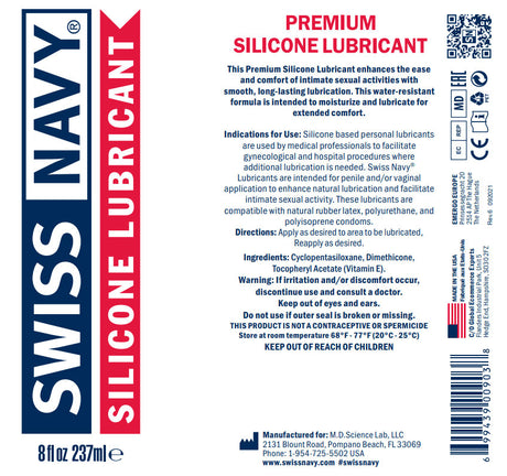 M.D. Science Lab Swiss Navy Silicone Lubricant, 2 fl. oz. - MD-SNSL2