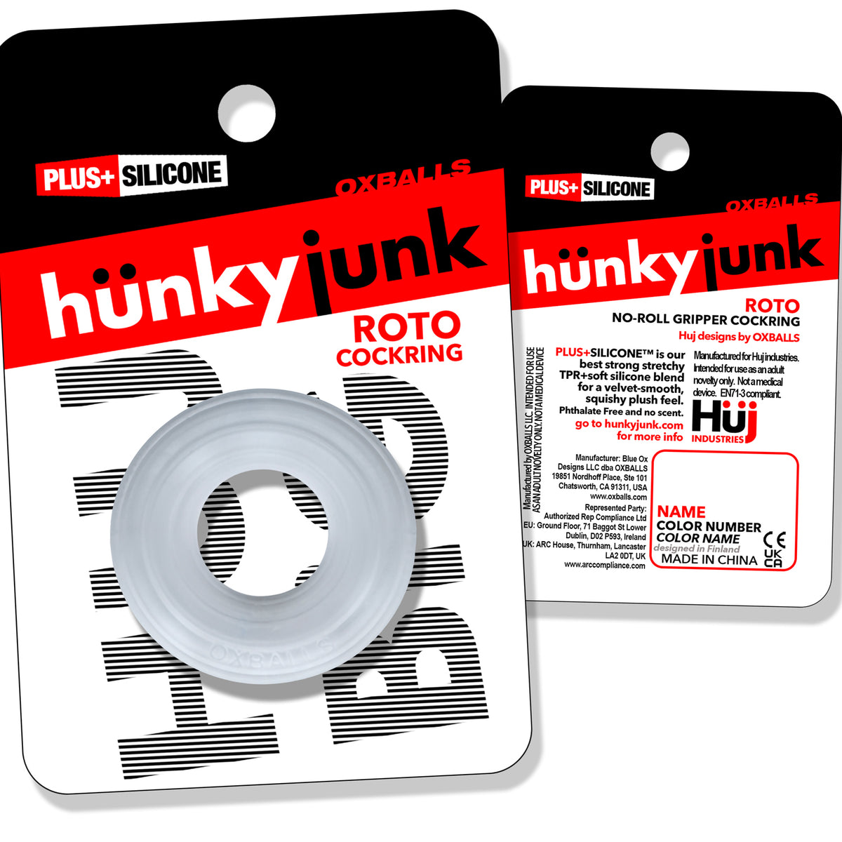 Roto Grooved Gripper-Ribbed Cockring Clear Steam