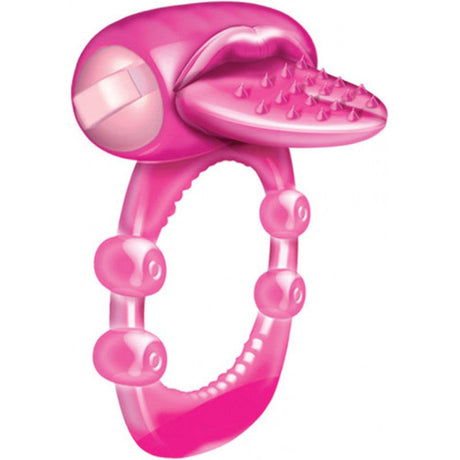 Hott Products Vibrating Cockring with Nubby Tongue — Magenta - HTP2294