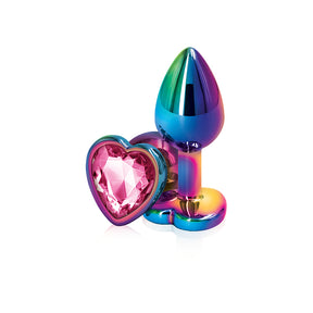 nsnovelties Rear Assets Small Multicolor Heart Anal Plug, Pink - NSN0962-14