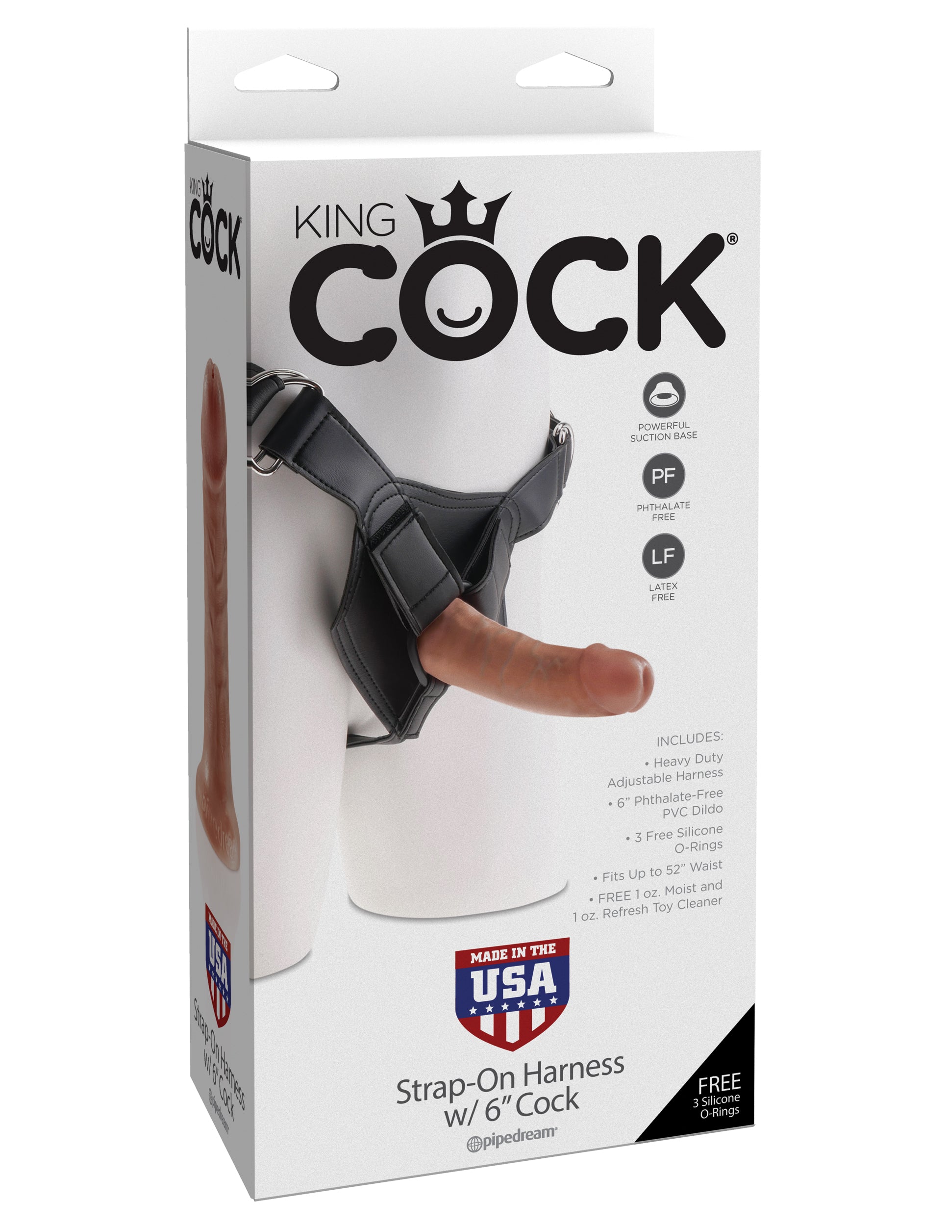 King Cock Strap on Harness With 6 Inch Cock - Tan by Pipedream
