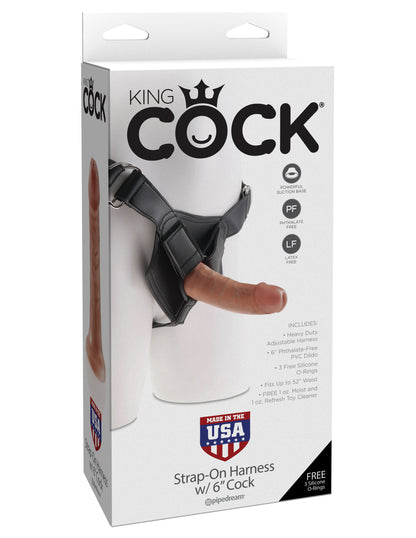 King Cock Strap on Harness With 6 Inch Cock - Tan by Pipedream