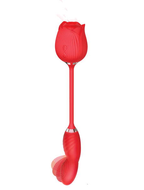 Icon Brands Wild Rose Come Hither & Suction G-Spot Stimulator — Red - IC1707