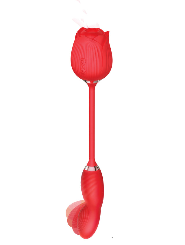 Icon Brands Wild Rose Come Hither & Suction G-Spot Stimulator — Red - IC1707