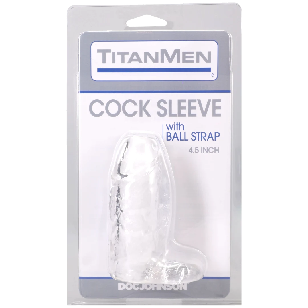 Doc Johnson TitanMen Cock Sleeve with Ball Strap, 4.5 Inch Clear - DJ3400-25-CD