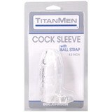Doc Johnson TitanMen Cock Sleeve with Ball Strap, 4.5 Inch Clear - DJ3400-25-CD