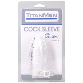 Doc Johnson TitanMen Cock Sleeve with Ball Strap, 4.5 Inch Clear - DJ3400-25-CD