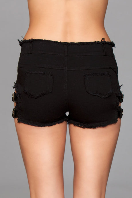 BeWicked Denim Shorts with Side Buckle Details — Small - BW-J10BKS